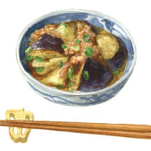 米ナスと夕顔のしみしみ煮【ある夜、どこかの台所で。】