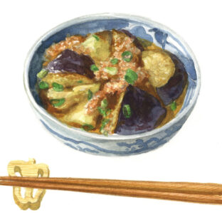 米ナスと夕顔のしみしみ煮【ある夜、どこかの台所で。】