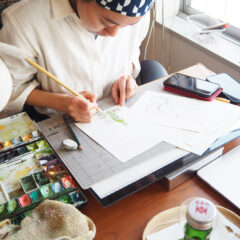 「食」を描く画家の制作風景 〜 日本酒と肴、漫画 〜