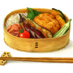 「 夏のコロッケ弁当 」　2022.08　175×240(mm)